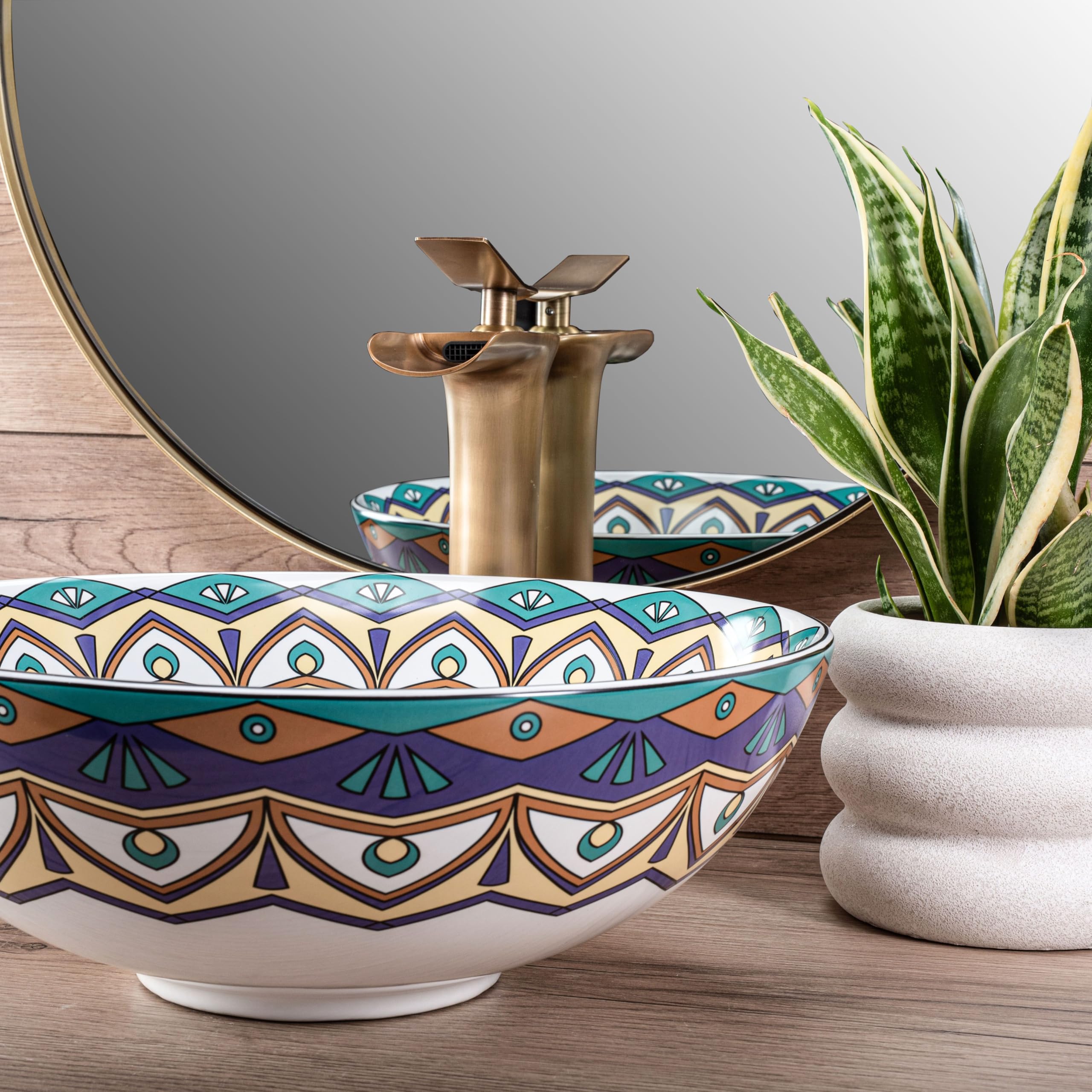 Lavabo Sobre Encimera Rea Aztec Azul