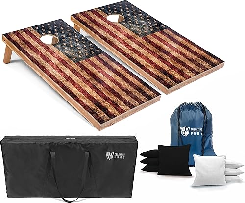 Miniatura 8 de Tailgating Pros Rustic American Flag Cornhole Boards wBean Bags - 4'x2' Distressed Flag Cornhole Game wCarrying Case & Corn Hole Bags