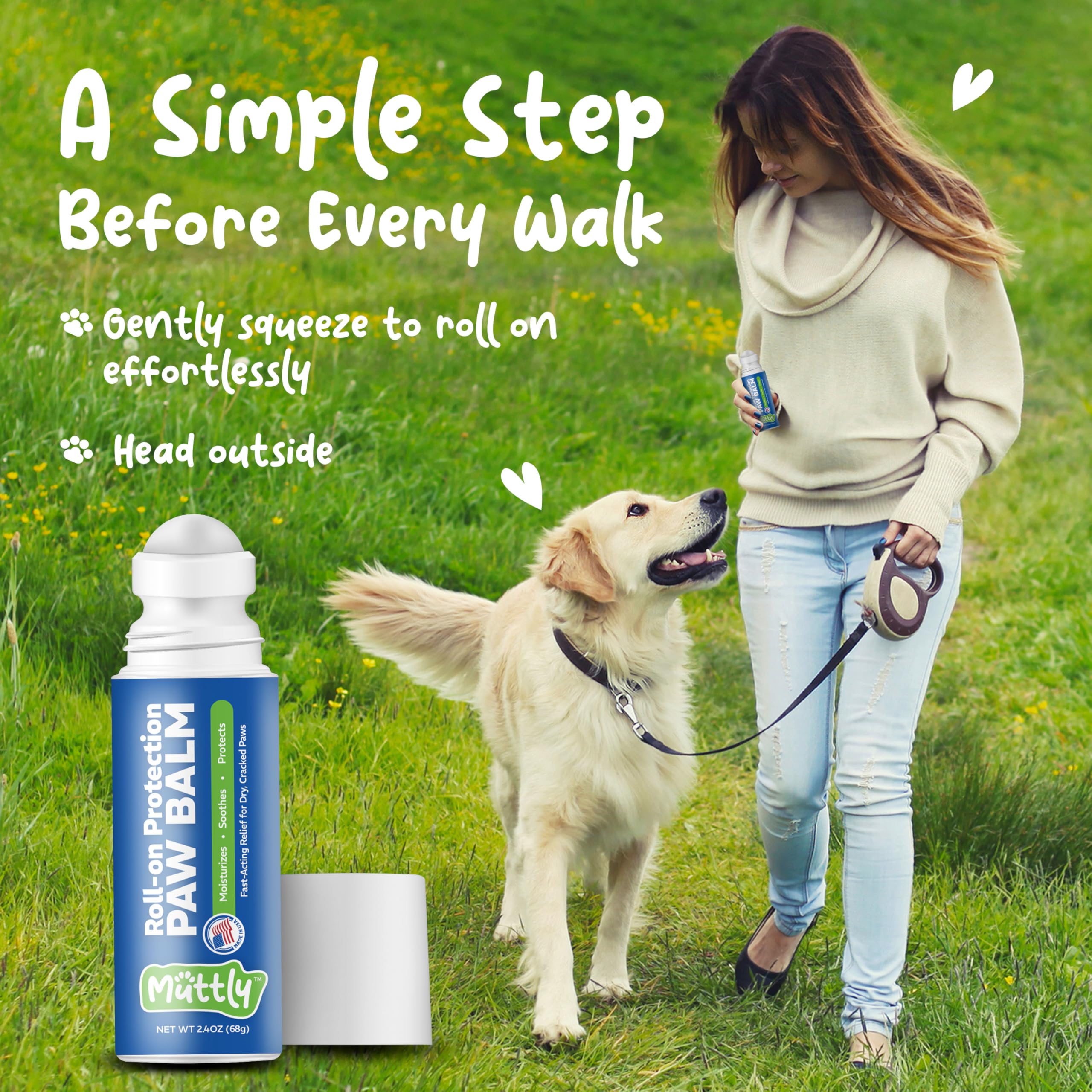 Roll-On Dog Paw Balm - Moisturizer & Soothing Protection from Snow & Hot Pavements - Snout Soother for Dogs - Easy & Fast to Apply, Natural, Non-Toxic, Food-Grade, Lick-Safe Wax - image 8