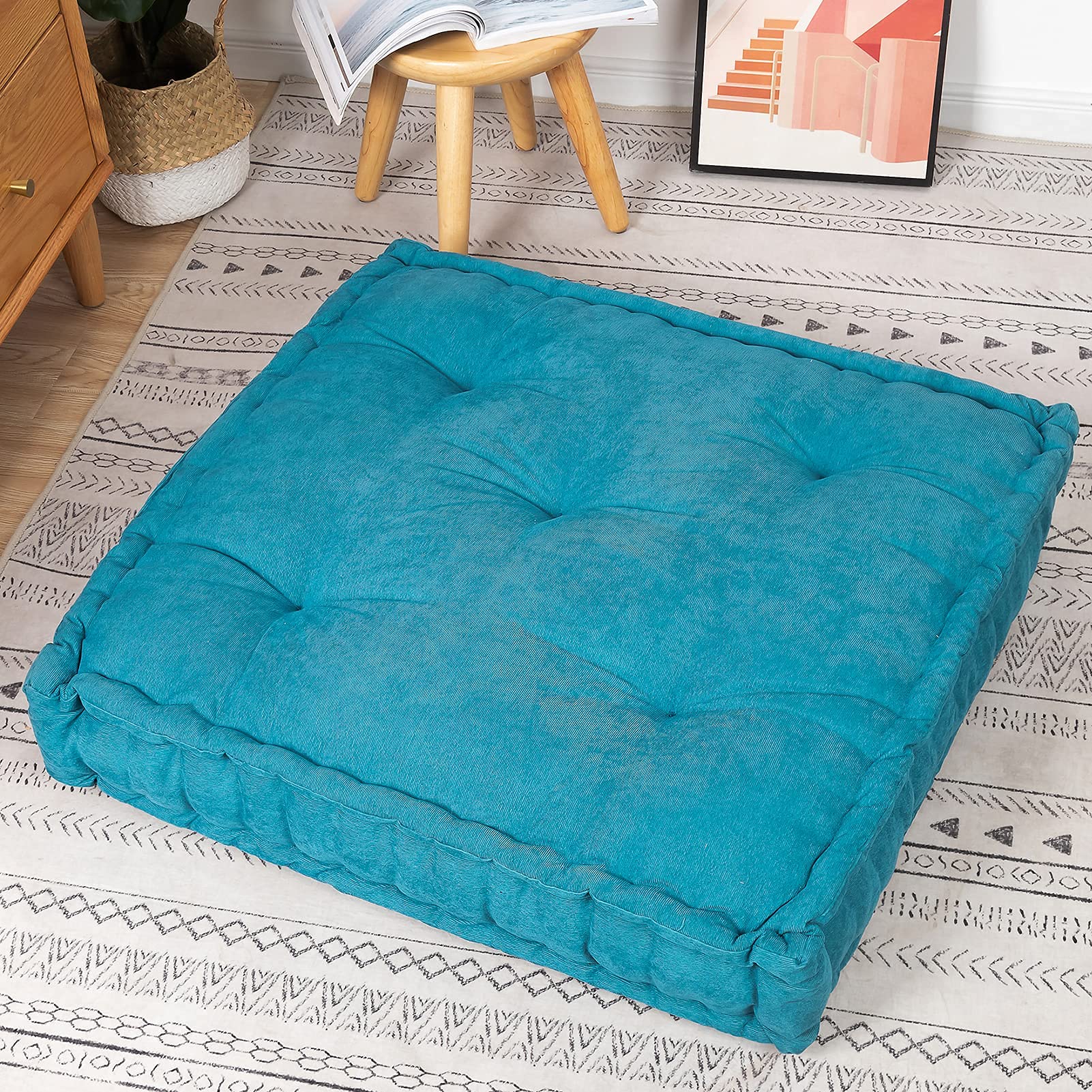 Amazon.com: Extra Large Floor Pillow, Square Tufted Floor Cushion