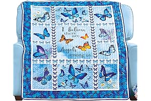Collections Etc Quilted Patchwork Butterfly Angels Throw Blanket
