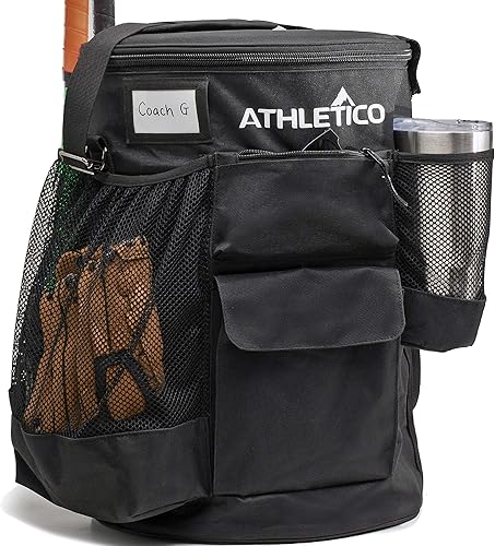 Athletico Organizador de cubierta de cubo de béisbol - Bolsa de cubo de béisbol con asiento acolchado (negro)