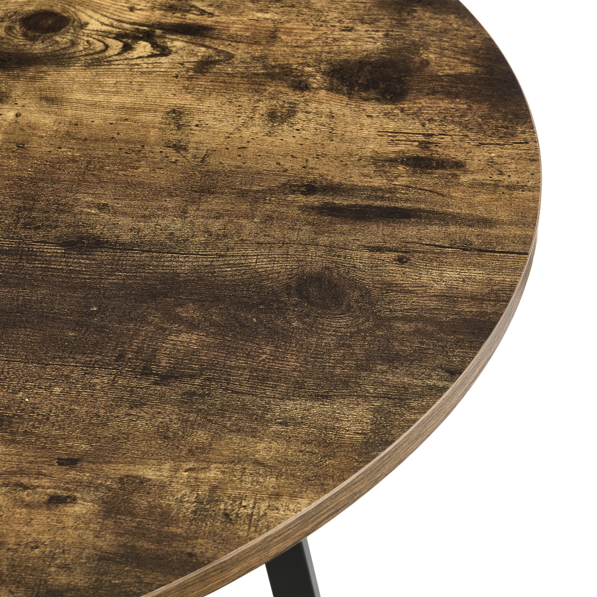 [en.casa] Tavolo da Pranzo con Piano Tondo in MDF (AxØ) 78 x 80 cm Gambe in Metallo a Forma di Croce - Color Legno Scuro