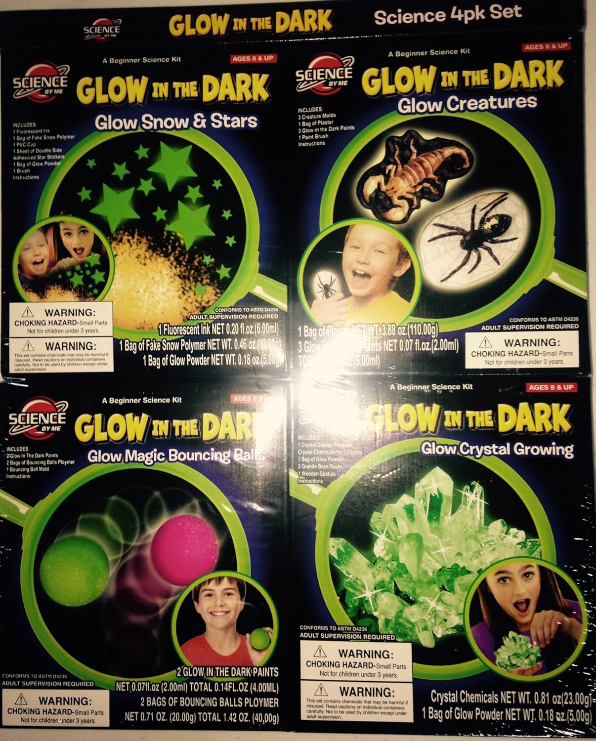 Buy Science By Me Beginner Glow In The Dark Science Kit 4-Pack - Glow