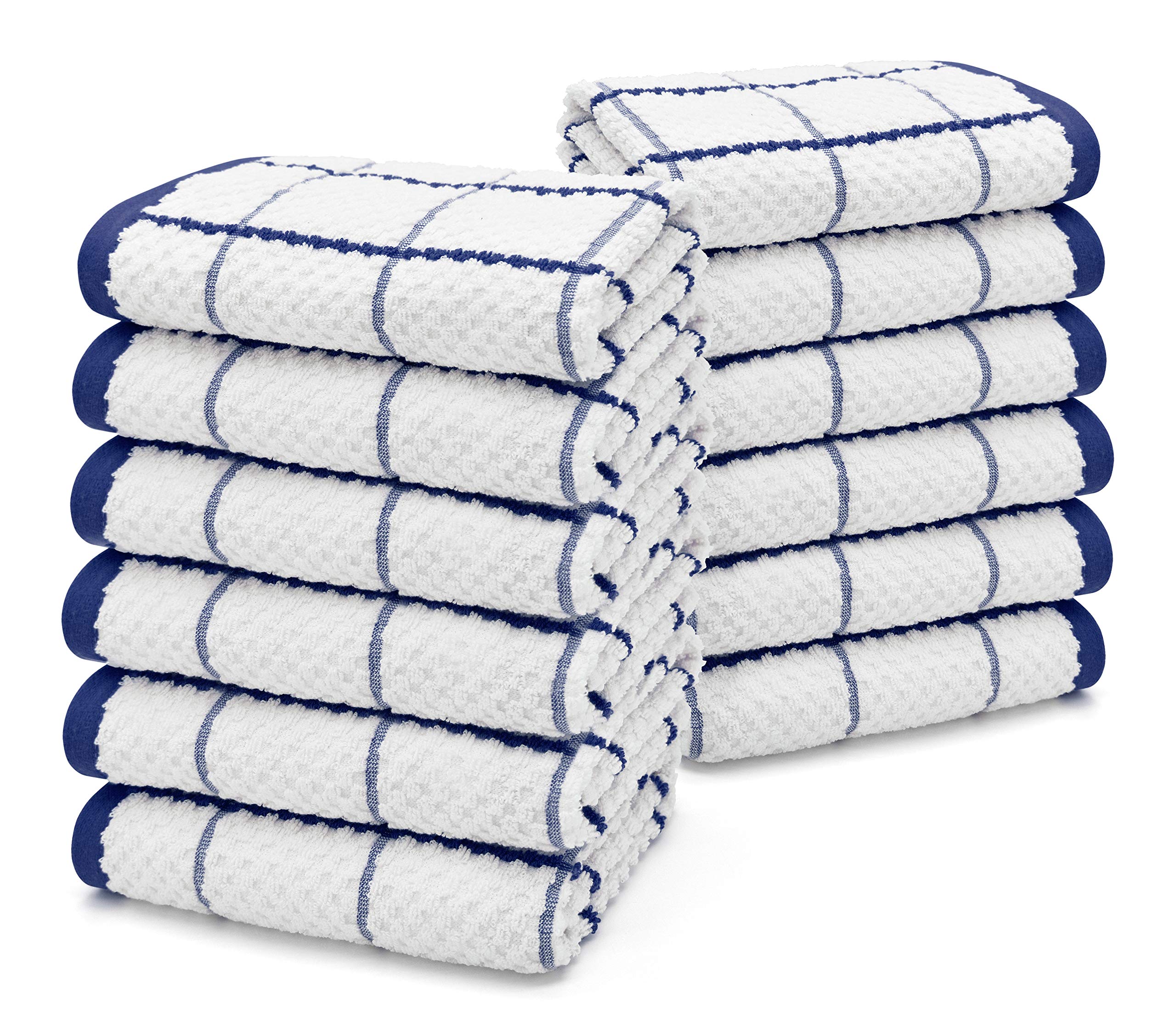 Ashley Mills Jacquard Woven Tea Towels Large Check 50x70cms Super Absorbent 100% Cotton (12 Pack, Navy) โ image 1