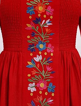 ABAFIP Women's Mexican Embroidered Off Shoulder Long Sleeve