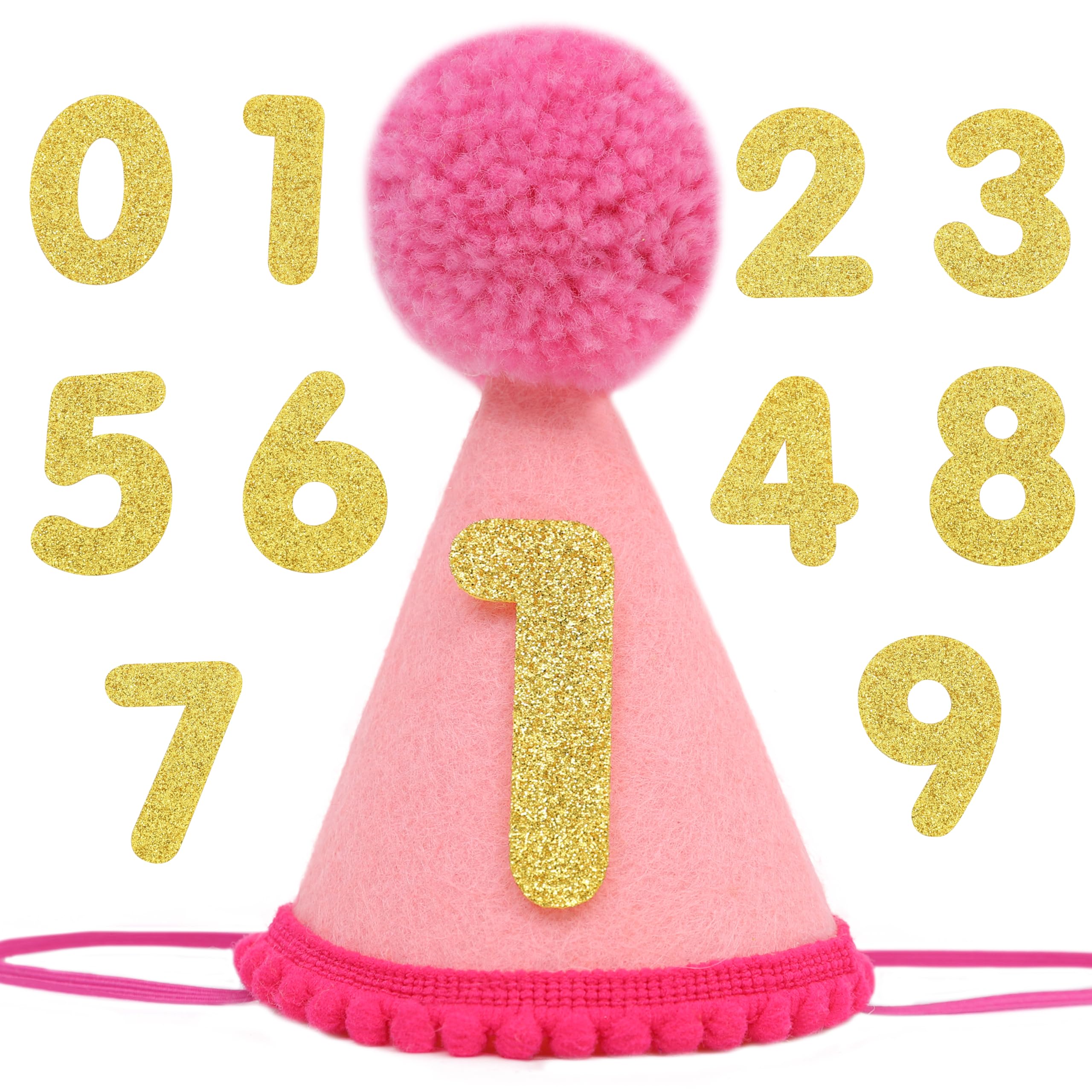 Pet Birthday Hat with Interchangeable Numbers 1-10 | Adjustable Pet Party Cone Hat for Dogs & Cats | Puppy Birthday Photo Props for 1st to 10th