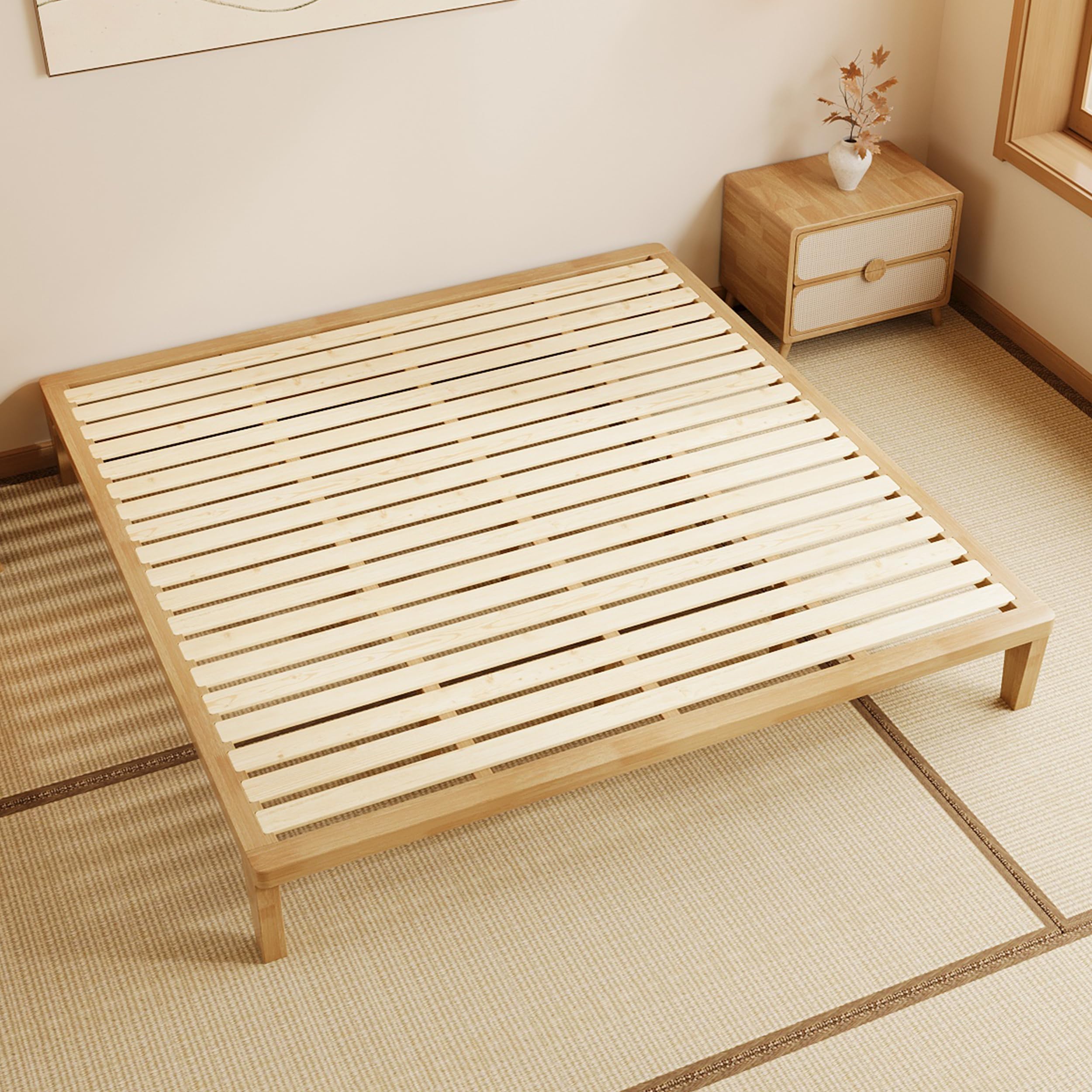 Photo 1 of IOTXY California King Platform Bed Frame - Solid Rubberwood