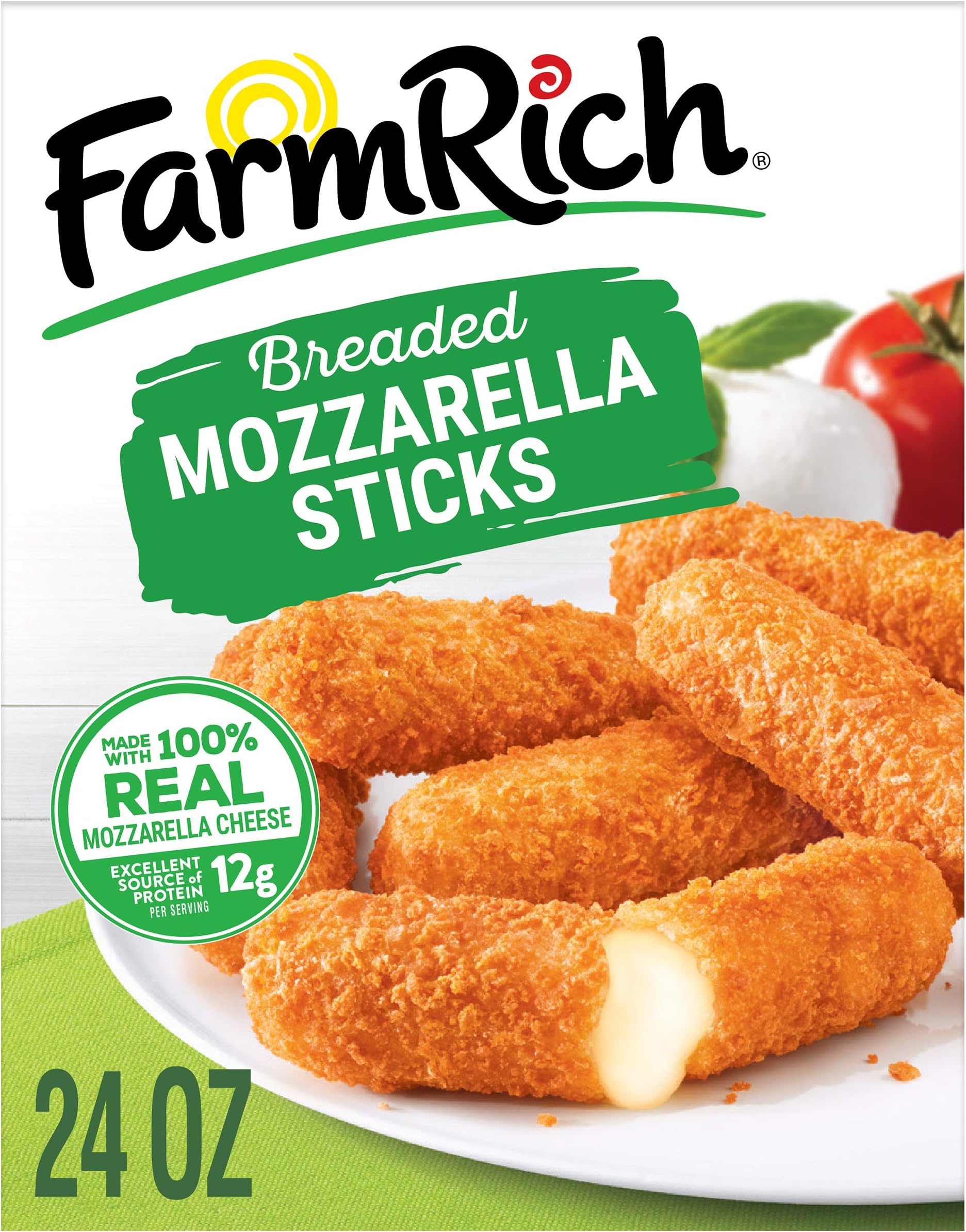 Farm Rich Breaded Mozzarella Cheese Sticks, Frozen, 24 Ounces