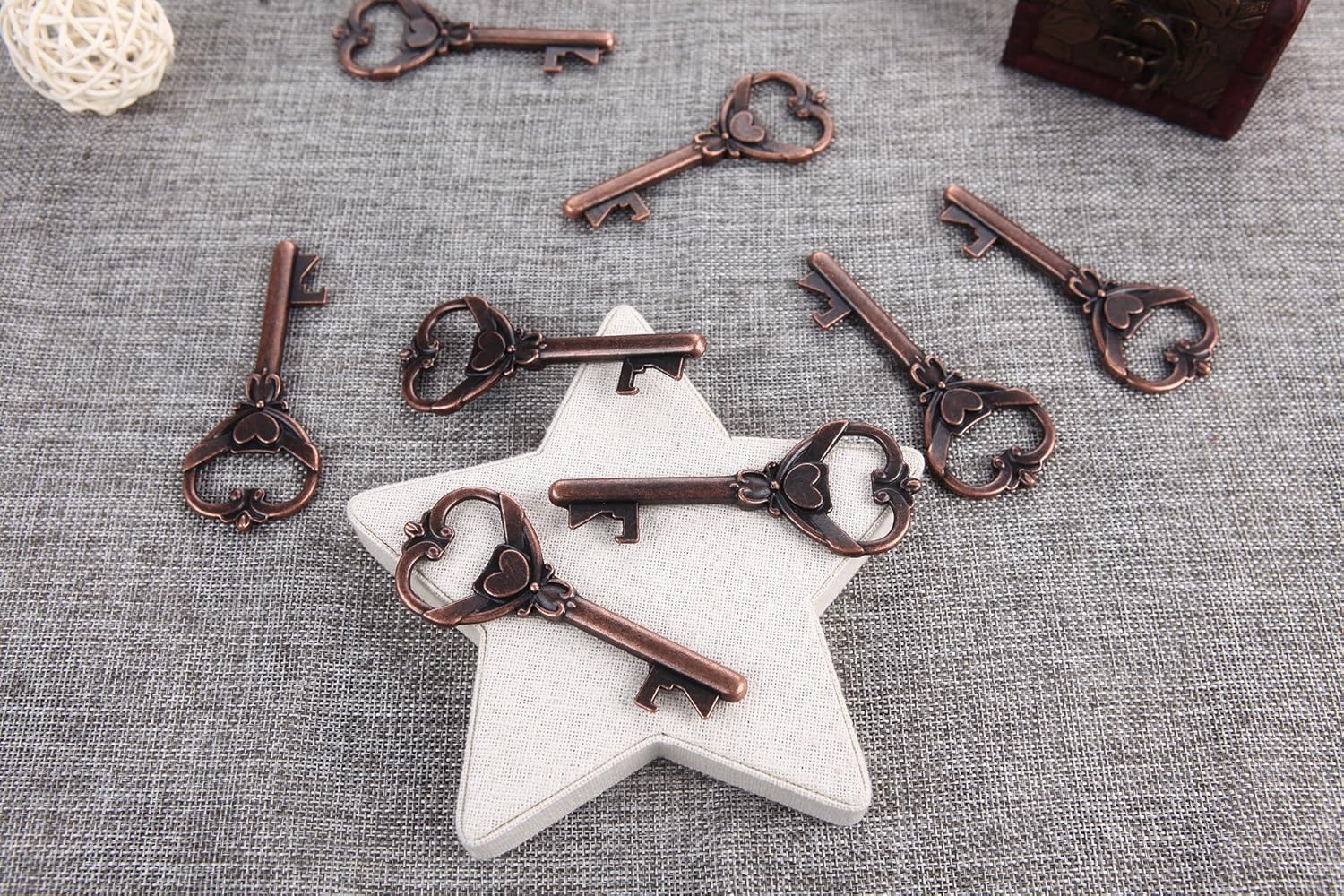 100 Large Copper Heart Antique Skeleton Key Wedding Favor Bottle Openers Rustic Decoration Bridal Shower