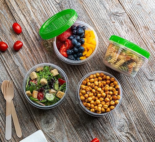 Miniatura 3 de Elegant Disposables Paquete de 20 recipientes de tapa giratoria de 16 onzas, parte inferior transparente con tapa superior verde con tapa roscada,