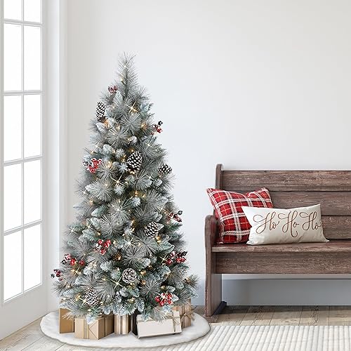 Vista 8 de Puleo International 7.5 Foot Pre-Lit Sterling Pine Artificial Christmas Tree with 600 Clear Lights