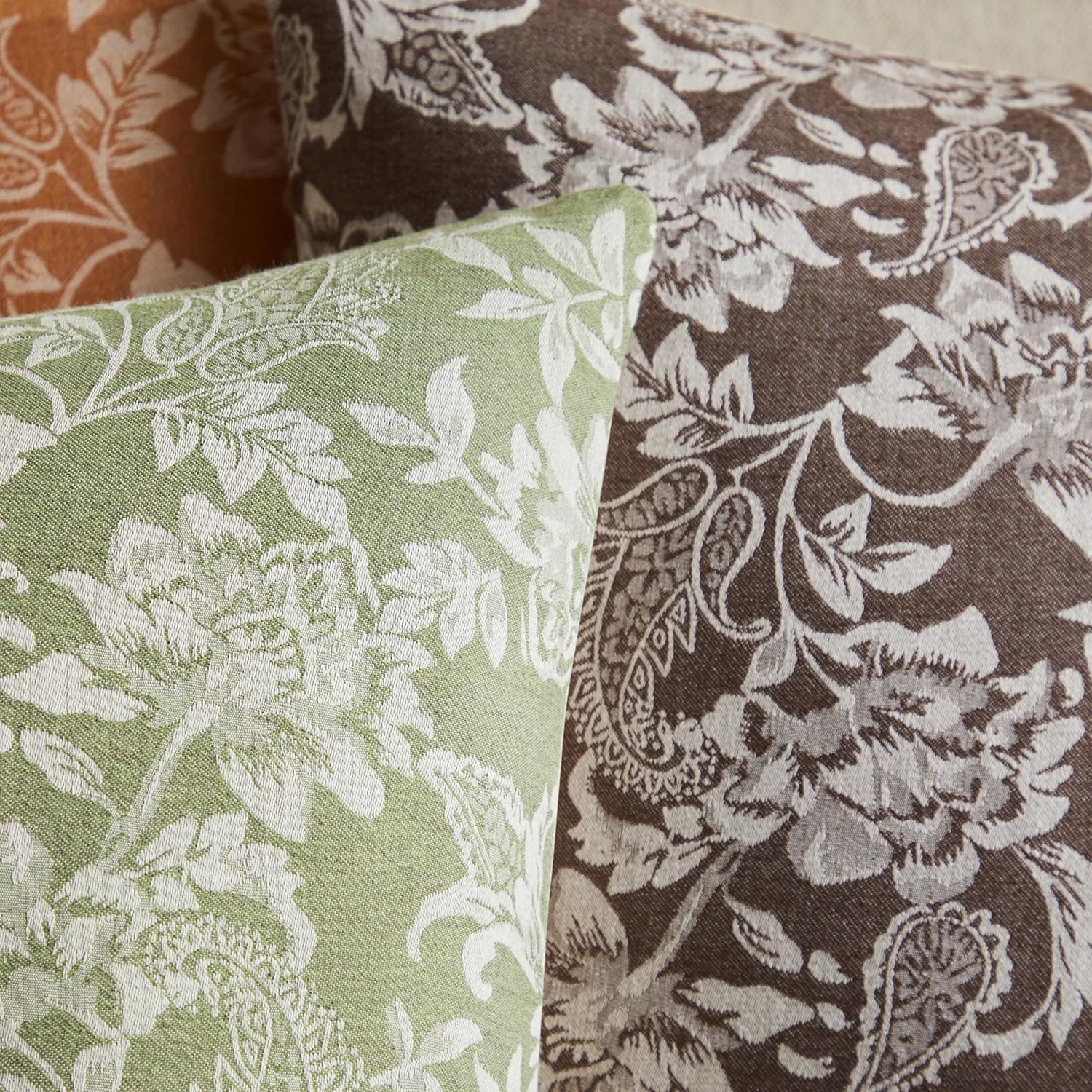 Floral Jacquard Lumbar Throw Pillow Covers Set of 2, Background/Chocolate 12x20 Inch, Farmhouse Decorative Cotton Dark Brown Cushion Covers for Sofa Bed Living Room Home Decor - Image 3