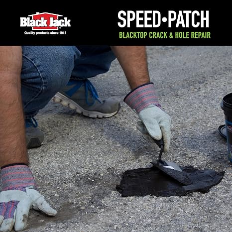 Black Jack Speed-Patch Blacktop Crack & Hole Repair - 10 lbs., Ready-to-Use Asphalt Patching Compound, Asphalt Crack Filler, Asphalt Patch