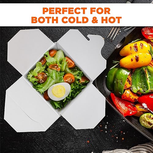 Miniatura 4 de Fit Meal Prep Paquete de 50 cajas chinas para llevar  32 oz contenedores de alimentos chinos blancos lisos para comidas asiáticas  Cajas de comida