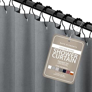 Luxurious Cotton Blend Shower Curtain - Spa Quality Bathroom Essential with Buttonhole Loops, Easy to Install & Clean, 72x72 inch, Home Spa Collection (Grey Linen)