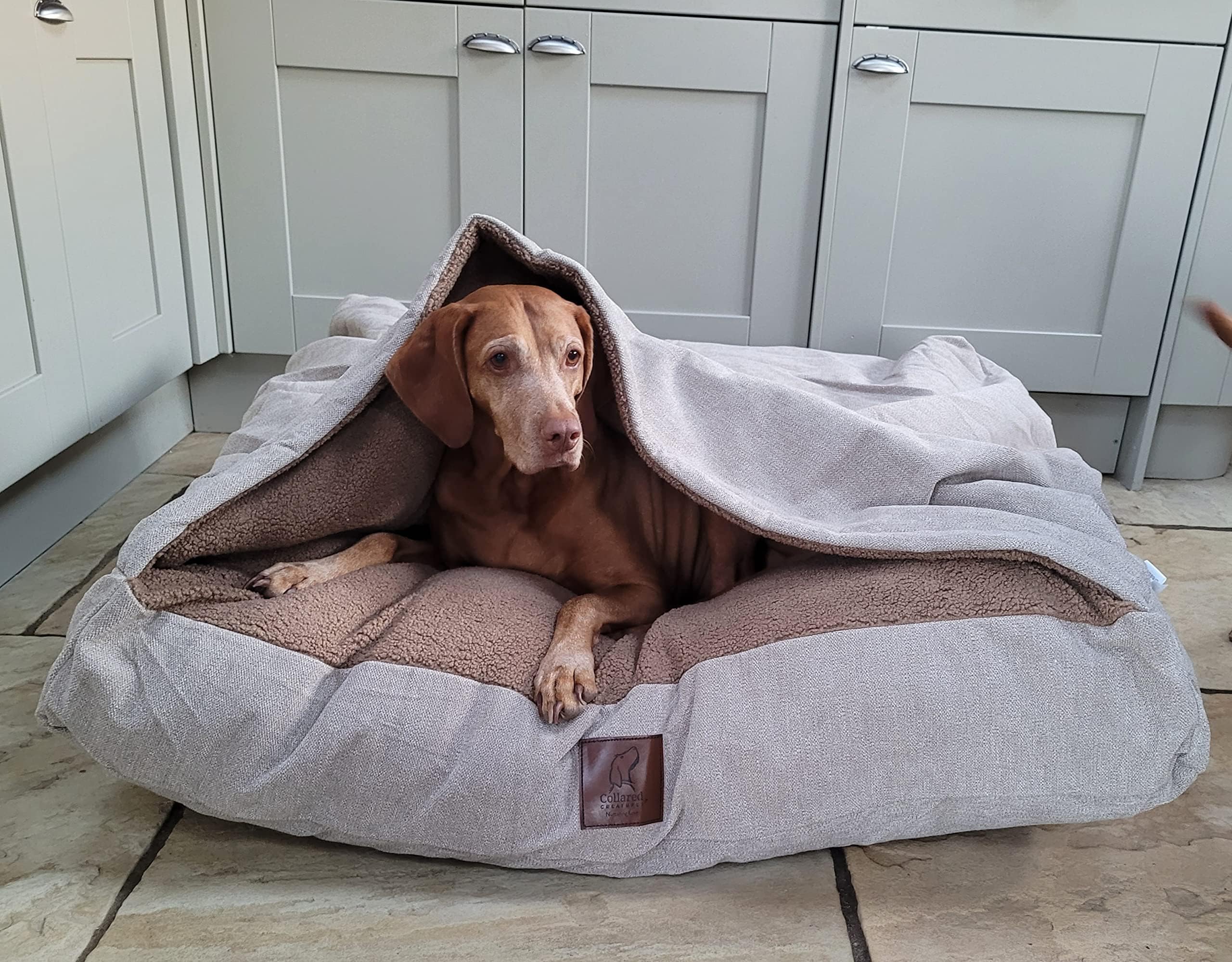 Collared Creatures Beige Luxury Snuggle Sack - Dog Bed Large, (105cmx105cm)