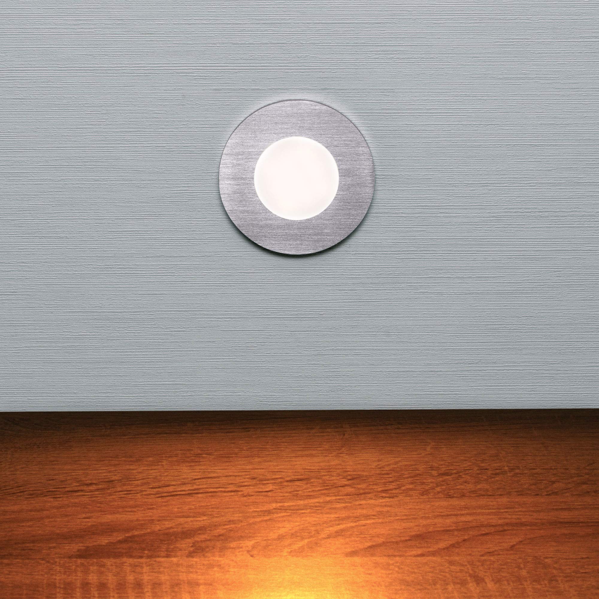 max K O M F O R T LED Treppenbeleuchtung 230V Warmweiß 0,5W – 6er SET Rund Aluminium Stufenbeleuchtung Wand Einbauleuchte Einbaustrahler Treppenlicht Flurleuchte 6104R