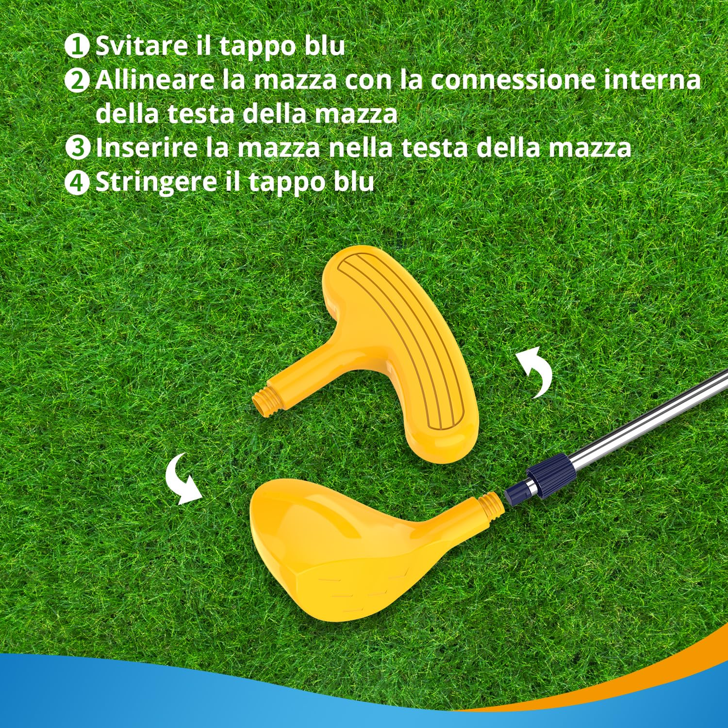 EagleStone Set da Golf Bambini 3-8 Anni con Lanciatore a Pedale, Mazza Regolabile, 15 Palline e Carrello. Giocattolo Sportivo da Interno ed Esterno per Bimbi e Bimbe