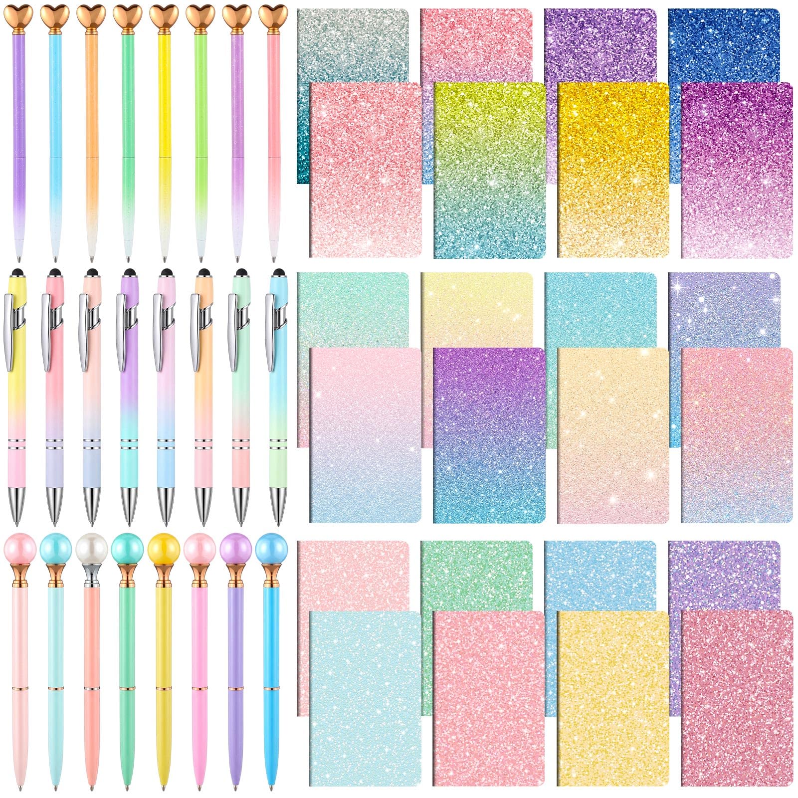 AmazingSpark Juego de mini blocs de notas y bolígrafos con purpurina para