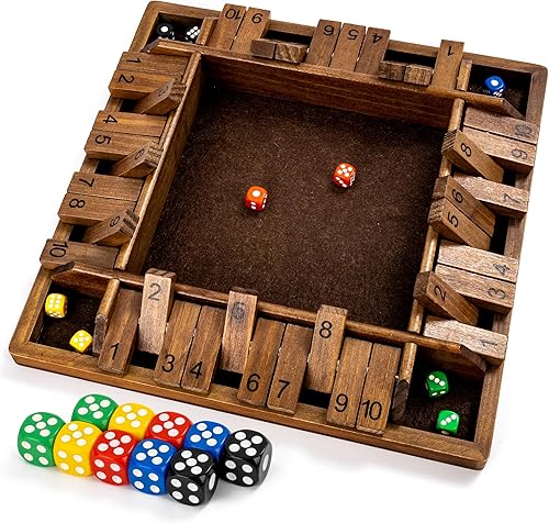 Miniatura 8 de ropoda Juego de mesa de dados de 4 vías de 12 pulgadas (2-4 jugadores) para niños y adultos juego de mesa grande de madera de 4 caras, 8 dados +