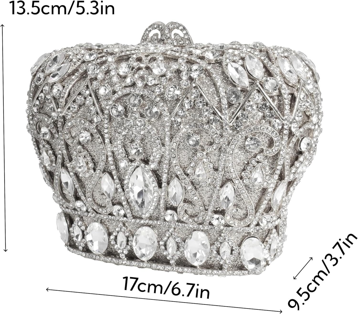 Women Luxury Crown Shaped Crystal Evening Clutch Elegant Rhinestones Party Handbag and Purse
