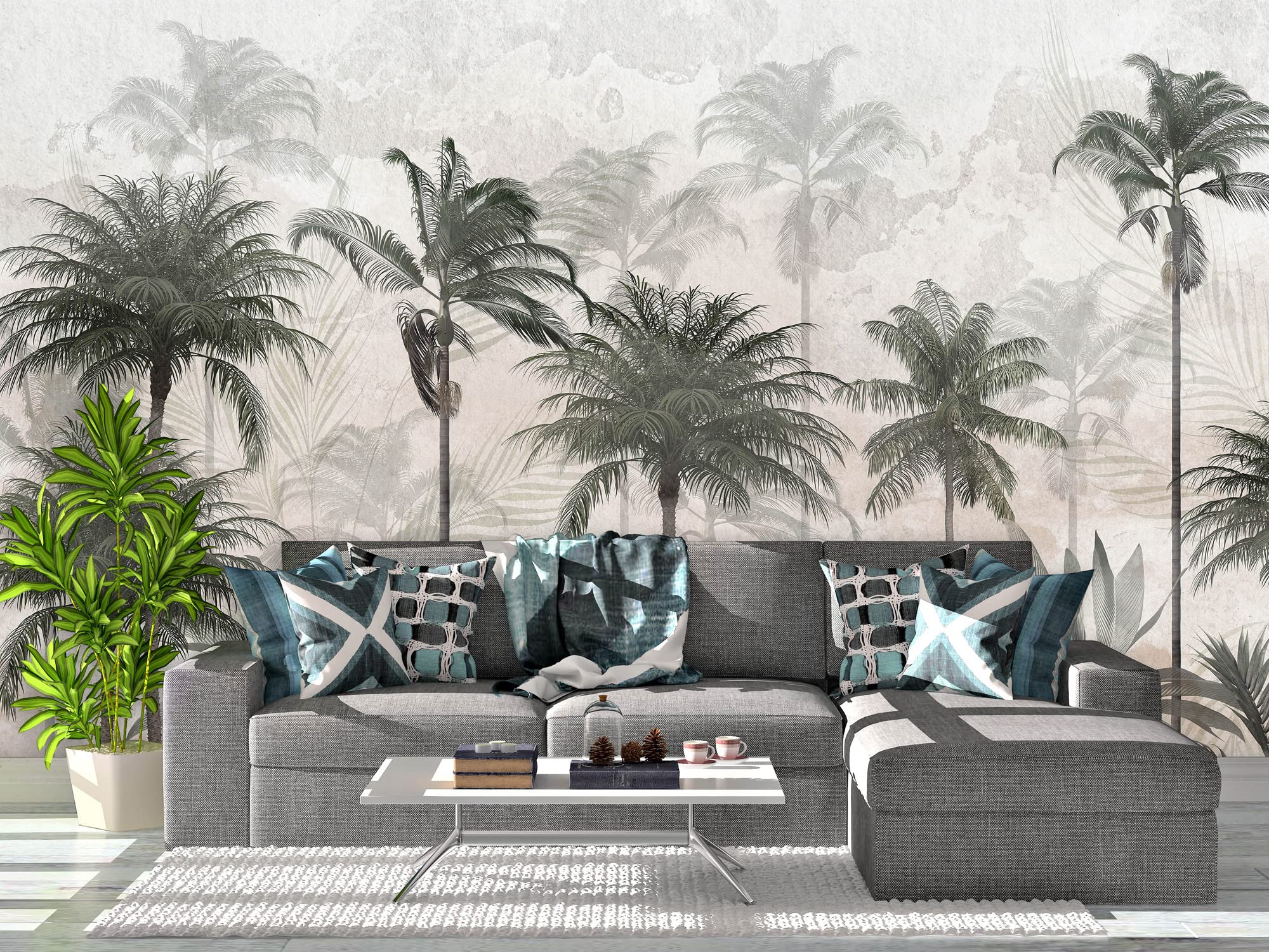 Oedim Fotomural Vinilo para Pared Palmeras Tropicales, Mural, Fotomural Vinilo Decorativo, 400x300cm, Decoración comedores, Salones, Habitaciones