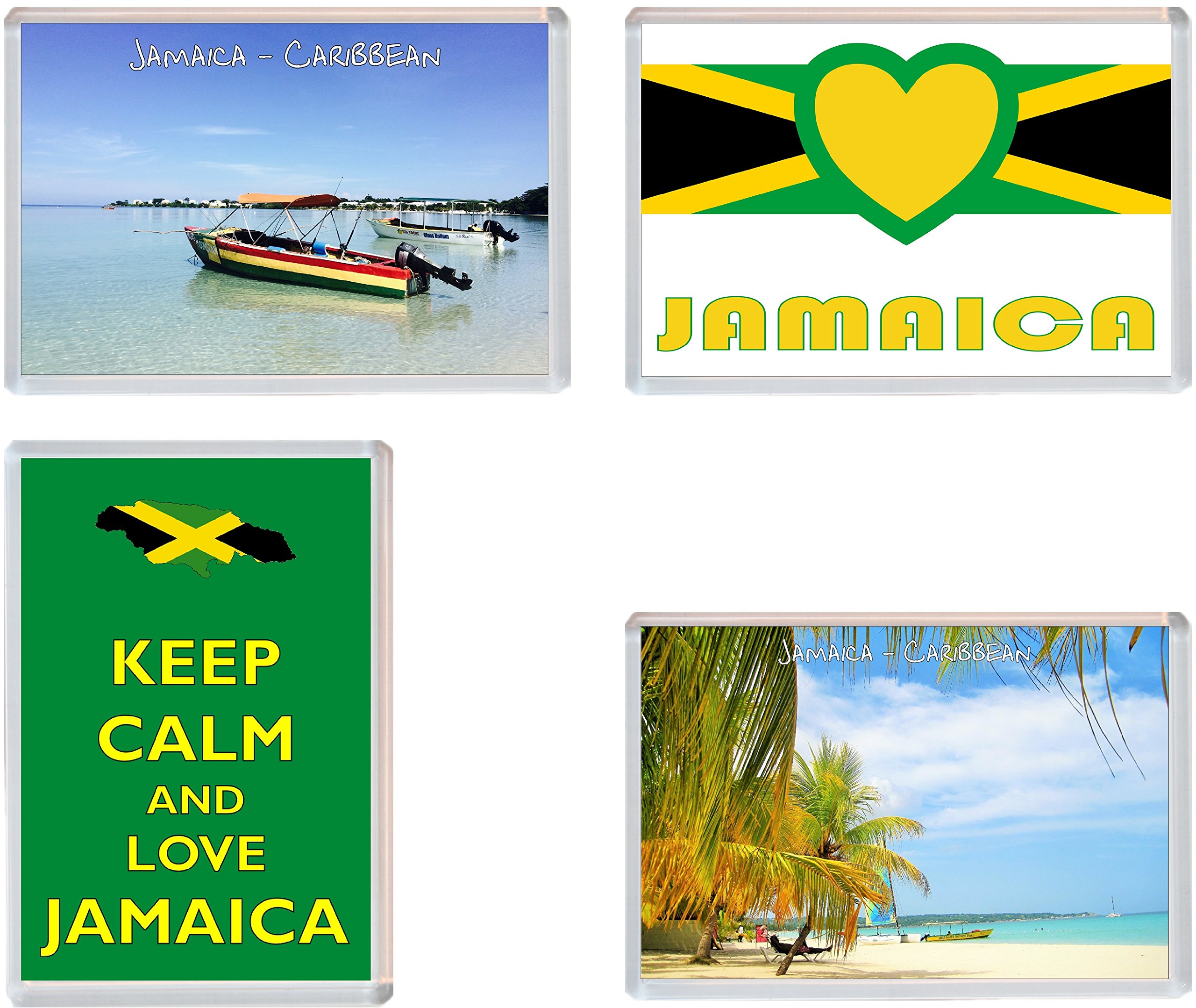 Jamaica - Caribbean - 4 PACK - Jumbo Fridge Magnet/Magnets