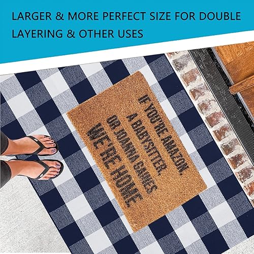 Miniatura 10 de MUBIN - Alfombra de algodón de lana cuadriculada, 4 x 6 pies, color negro y blanco, alfombra decorativa a cuadros para poner al aire libre en la