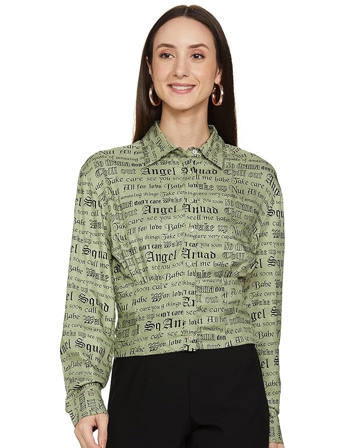 Max Women's Polyester Regular Fit Printed Full Sleeves Casual Shirt