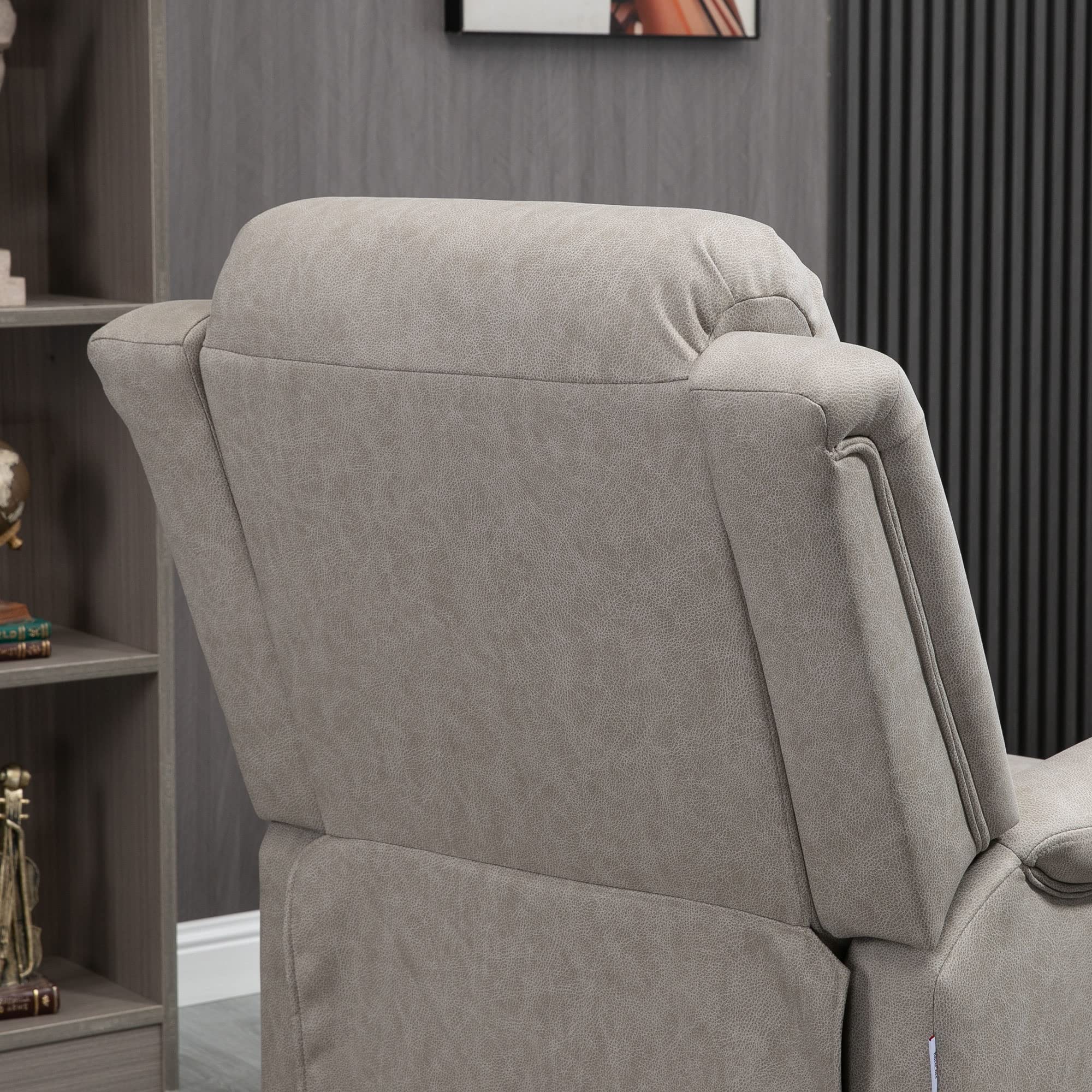 HOMCOM Sillón Relax Reclinable Manual, Sillón Relax de Tela con Reposabrazos, Reposapiés, Respaldo Alto, Acolchado Grueso, Butaca Reclinable hasta 135º para Salón, Dormitorio, Oficina, Gris