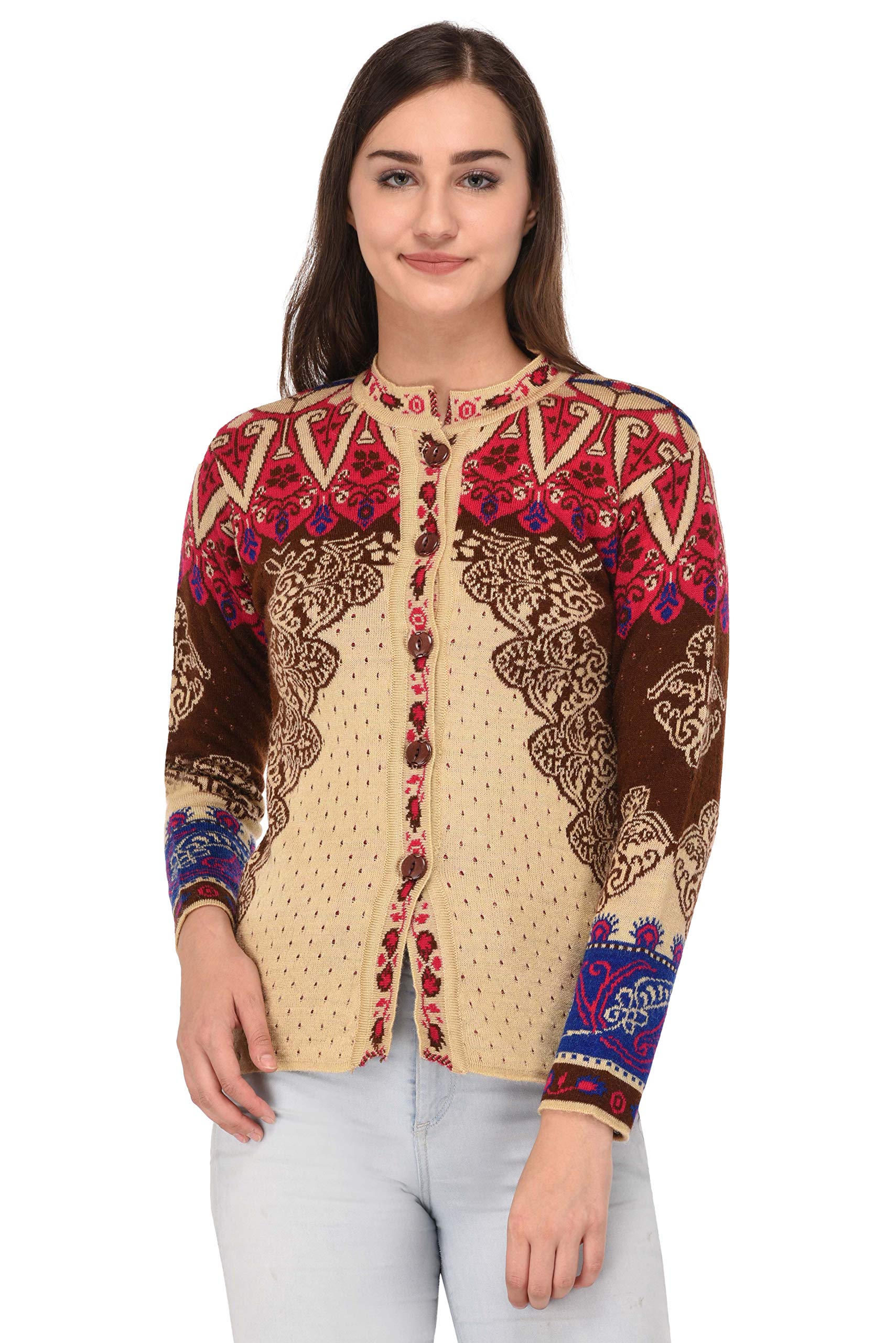 ewools Woolen Multicolor Cardigan Top Sweater (Mi1_Medium)-picture-41