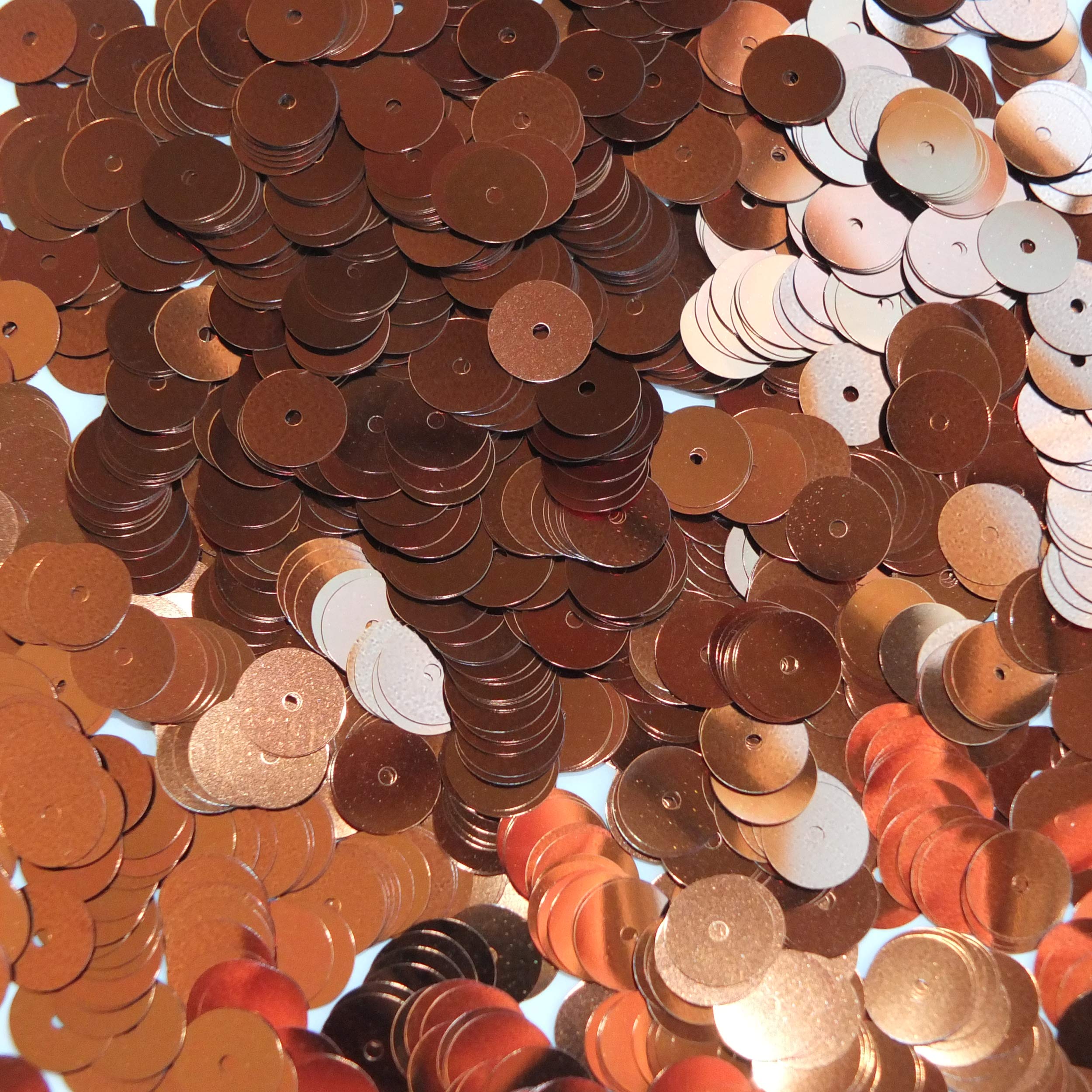 8mm Flat Sequins Copper Metallic Medium Hole Made in USA