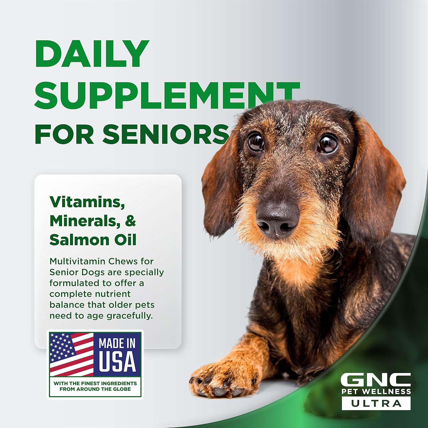 GNC Pets Ultra Multivitamin Soft Chews, Senior Dogs, Chicken Flavor.15-oz Canister | Senior Dog Multivitamin Chewable Chicken Flavor | Daily Supplements for Older Dogs 60 Count FF13859 : Pet Supplies