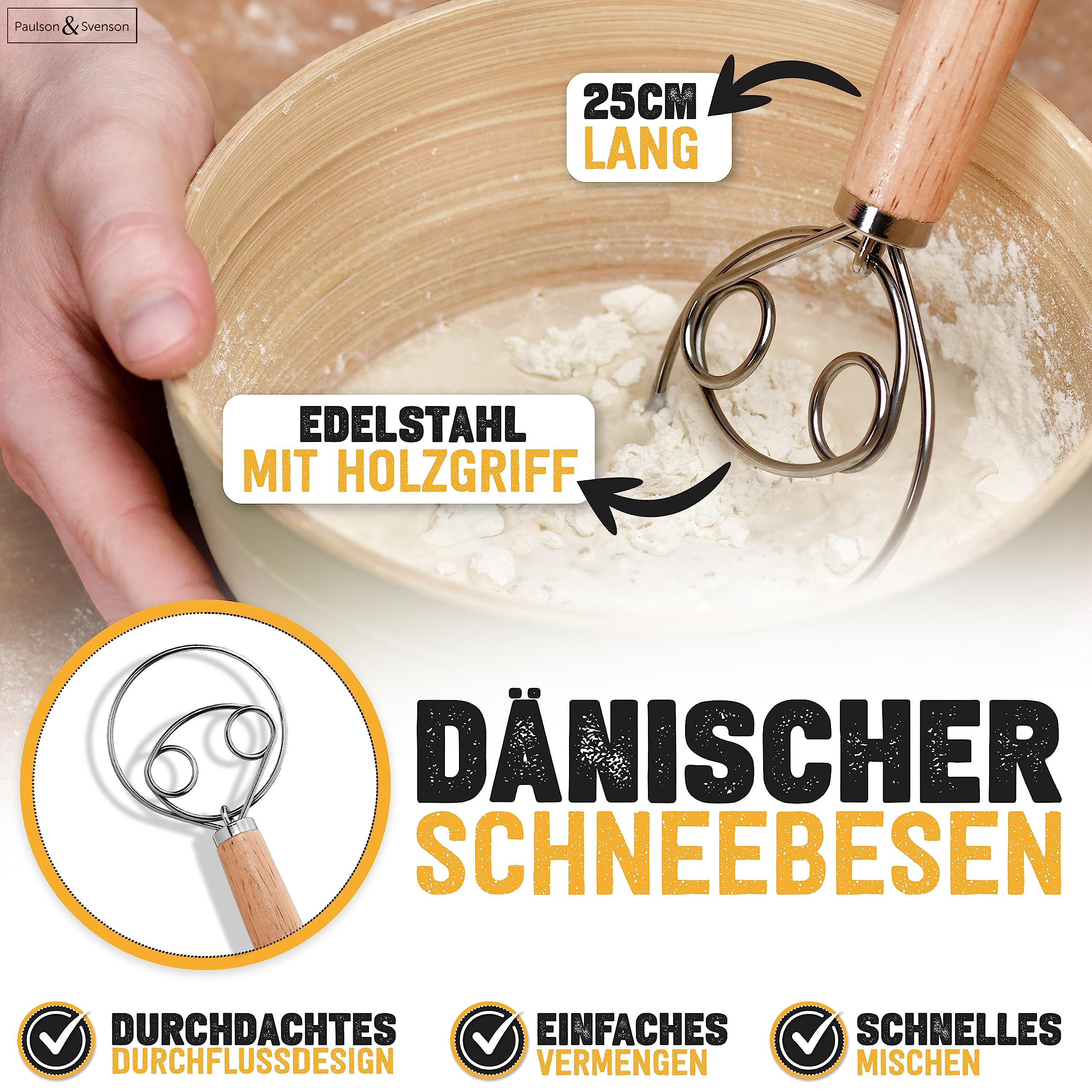 Paulson & Svenson - 2 cestini di lievitazione ovali in set completo per cuocere il pane – 100% rattan naturale – Include frusta, raschietto per pasta, panno di lino, pennello e coltello da forno