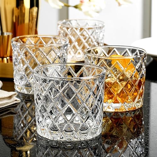 Miniatura 2 de Glaver's Juego de 4 vasos de whisky de 10 onzas. Vasos de doble estilo antiguo para copas de cóctel de roca bourbon, vasos de bar para ron de