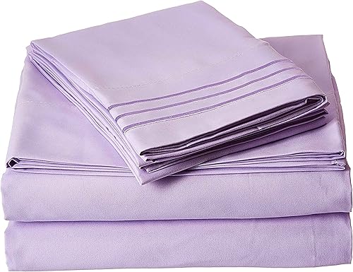 Miniatura 6 de CELINE LINEN Juego de sábanas de 4 piezas, calidad de hotel súper suave, resistente a las arrugas y a la decoloración, hermoso diseño en fundas de