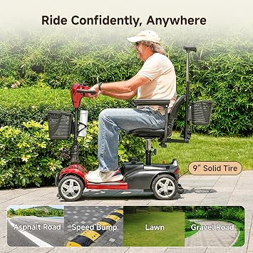iScooter 20Miles Mobility Scooter, Up to 300LBS 4 Wheels Electric Mobility Scooter for Seniors & Adults, Electric Wheelchair with Removable Battery, Dual Baskets, Crutch Holder, USB Port, Long Range