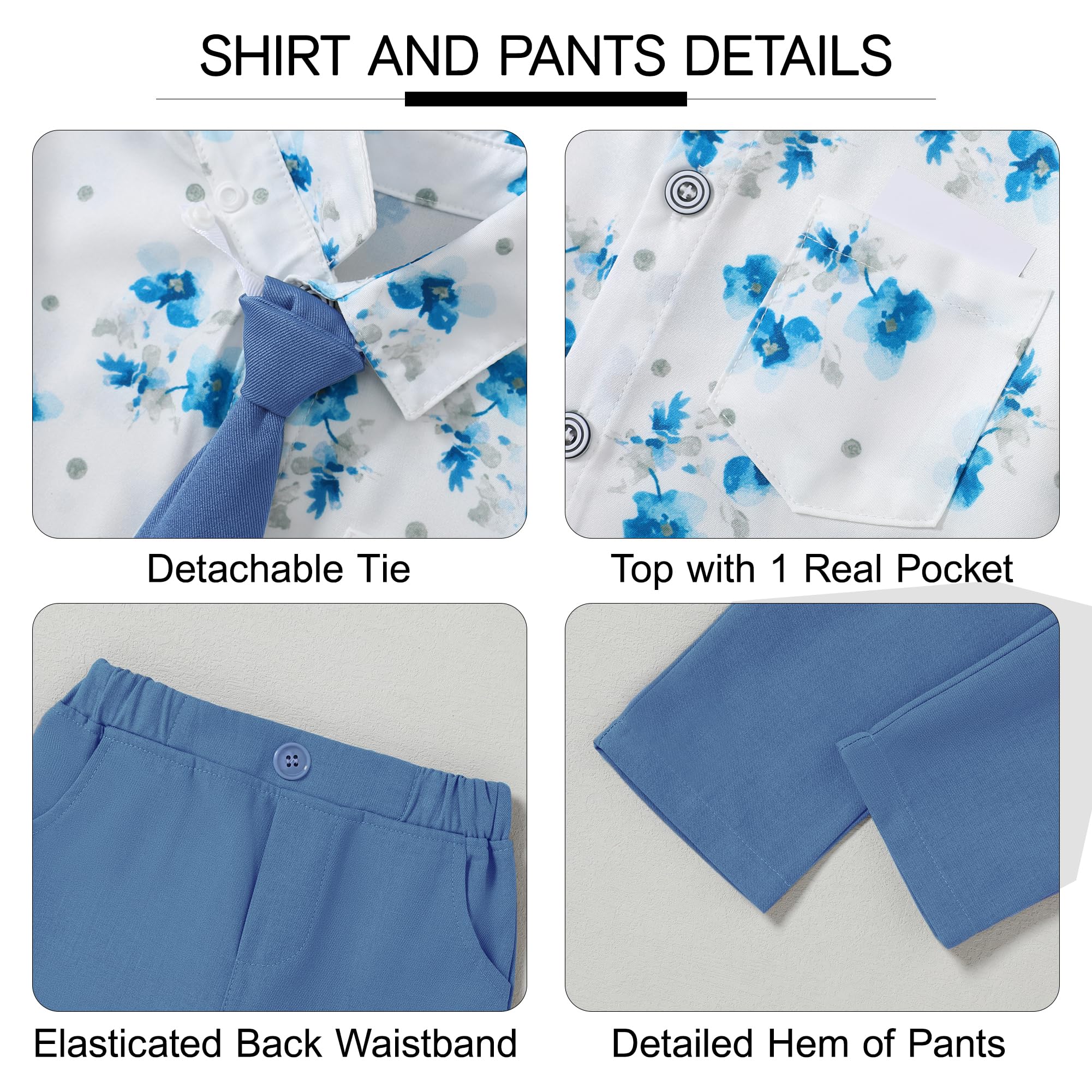 SANMIO Costume pour garçon - Tenue formelle - Chemise + cravate imprimée + gilet + pantalon - Smoking pour bébé - Vêtements de mariage