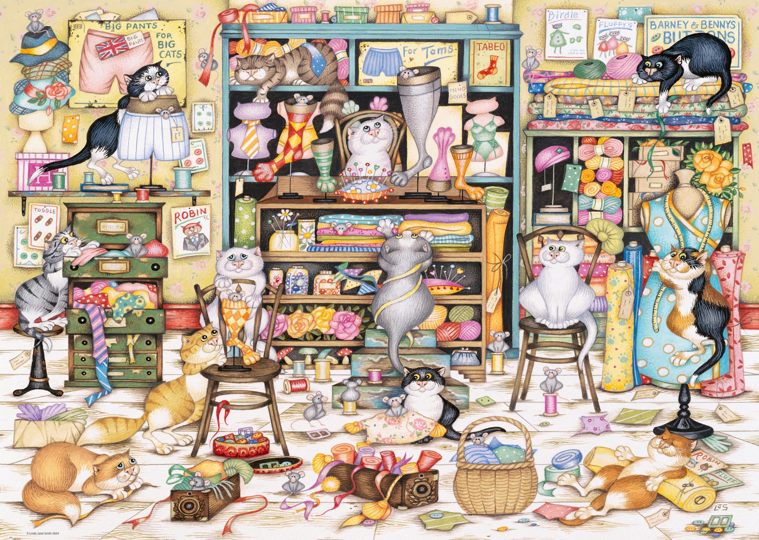 Ravensburger Crazy Cats Mrs Hardwick’s Haberdashery 1000 piece jigsaw puzzle