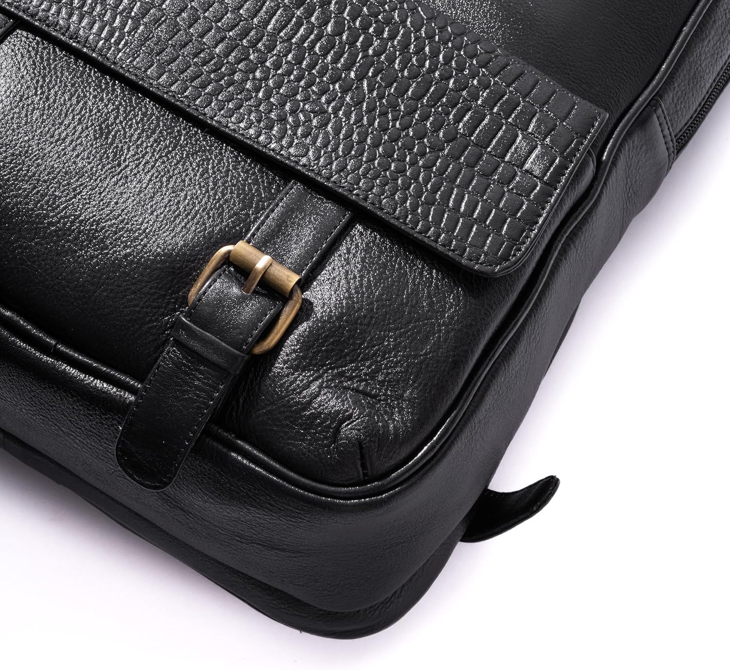 15.6" Luxury Black Leather Laptop Backpack for Men & Women. Leather Bag for Professional Use in Office & Business - Image 8