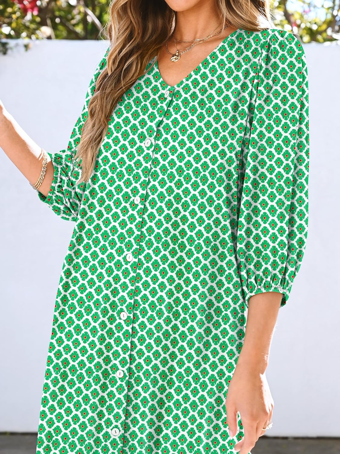 ANRABESS Boho Maxi Dresses for Women Summer Puff Sleeve V Neck Flowy Long Casual Dress with Pockets 2026 Vacation Clothes - Image 5