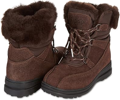 Amazon.com: Floopi Botas de invierno para mujer - Botas de invierno con  cordones para todo tipo de clima, forro de piel sintética, aisladas para  frío + nieve, suela antideslizante rígida, corte clásico