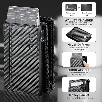 furid Card Wallet For Men Slim: Smart Wallet - Rfid Minimalist Front Pocket with ID Window Pop Up Wallet Gift For Male
