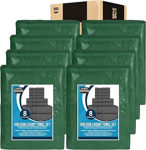 Vista 188 de Utopia Towels - Juego de toallas de 8 piezas, 2 toallas de baño, 2 toallas de mano y 4 para la cara, 100% algodón hilado en anillo, 600 GSM, Azul
