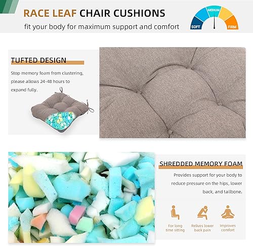 Miniatura 3 de Paquete de 4 cojines marrones para silla, cojines de asiento interiores de 15.5 x 15.5 pulgadas, almohadillas de espuma viscoelástica copetuda para