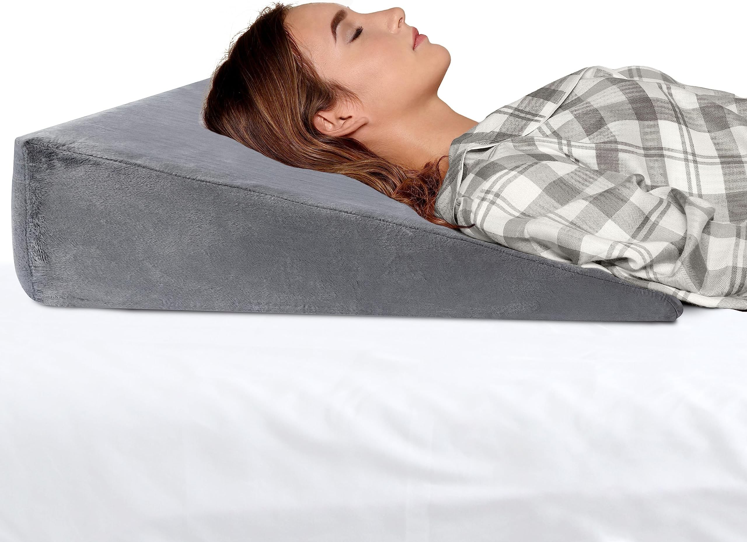 Milliard Bed Wedge Pillow with Memory Foam Top -Helps with Acid Reflux and Gerds, Reduce Neck and Back Pain, Snoring, and Respiratory Problems- Velour Washable Cover – 7.5 in
