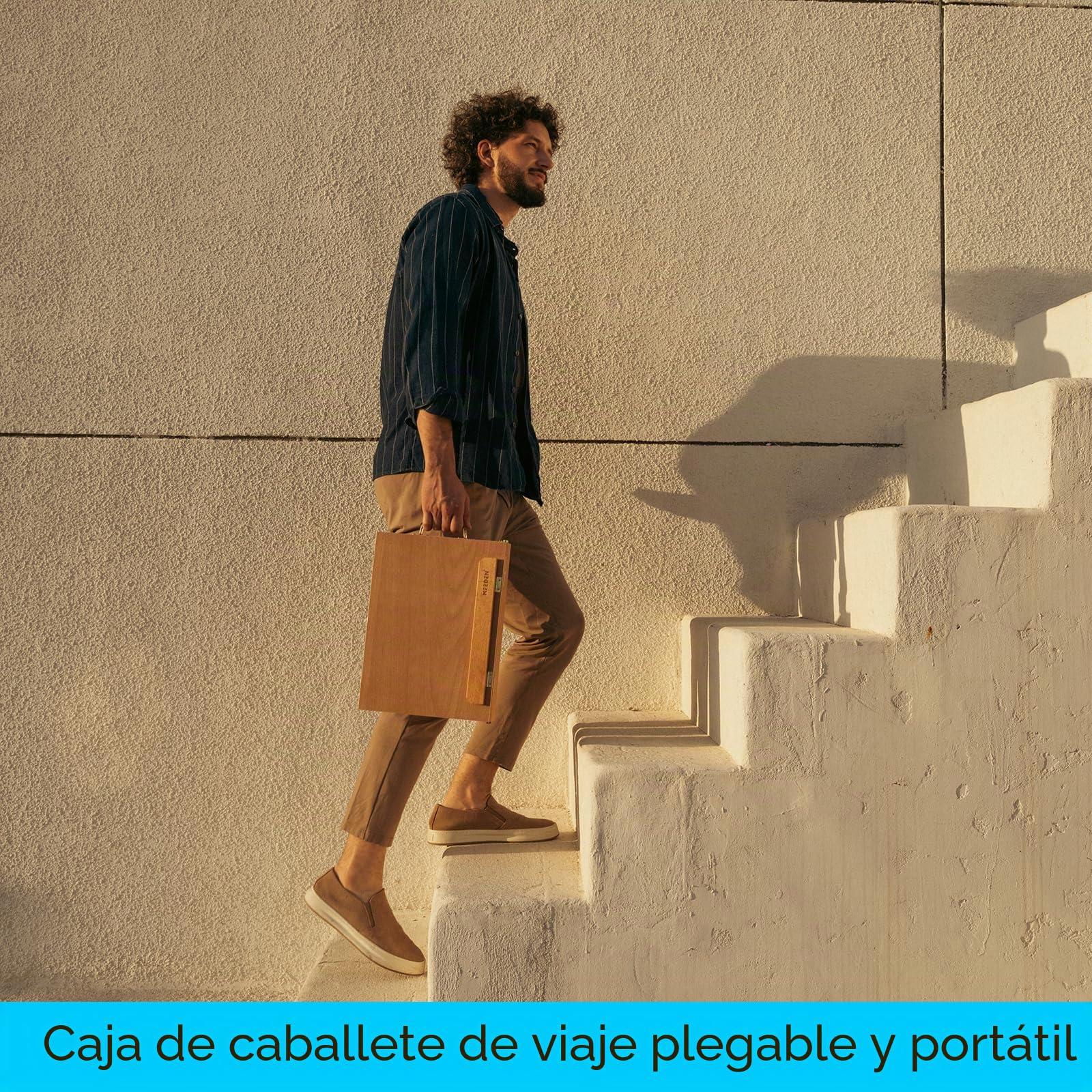 MEEDEN - Caballete de madera de haya ajustable y portátil con caja de almacenamiento y paleta para dibujar, dibujar y pintar