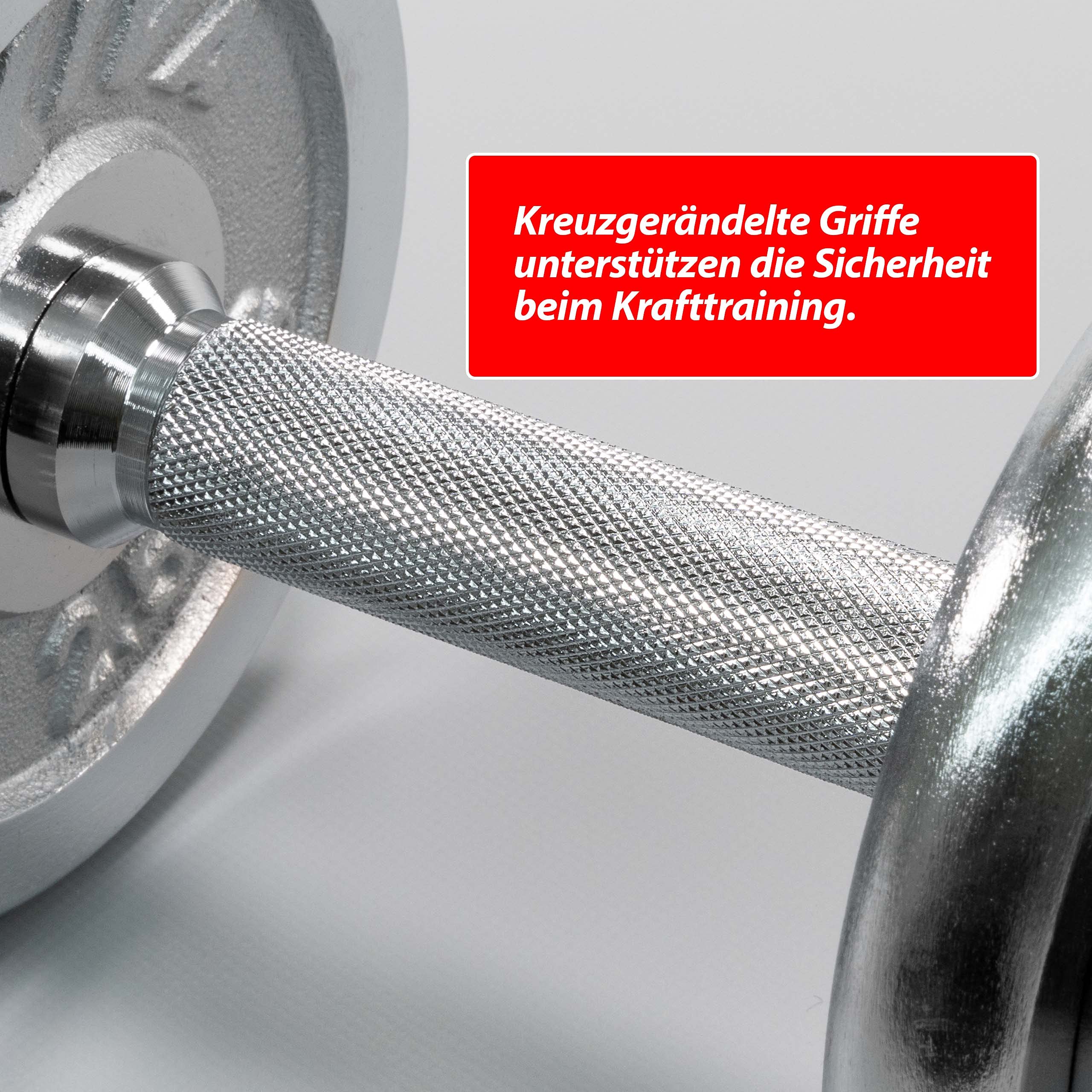 Kurzhantel-Set Chrome 2x10 kg 8 Gewichtsscheiben Sternverschluss Hantelset im Koffer Kraftsport Muskelaufbau Workout Bodybuilding Reha 20 kg