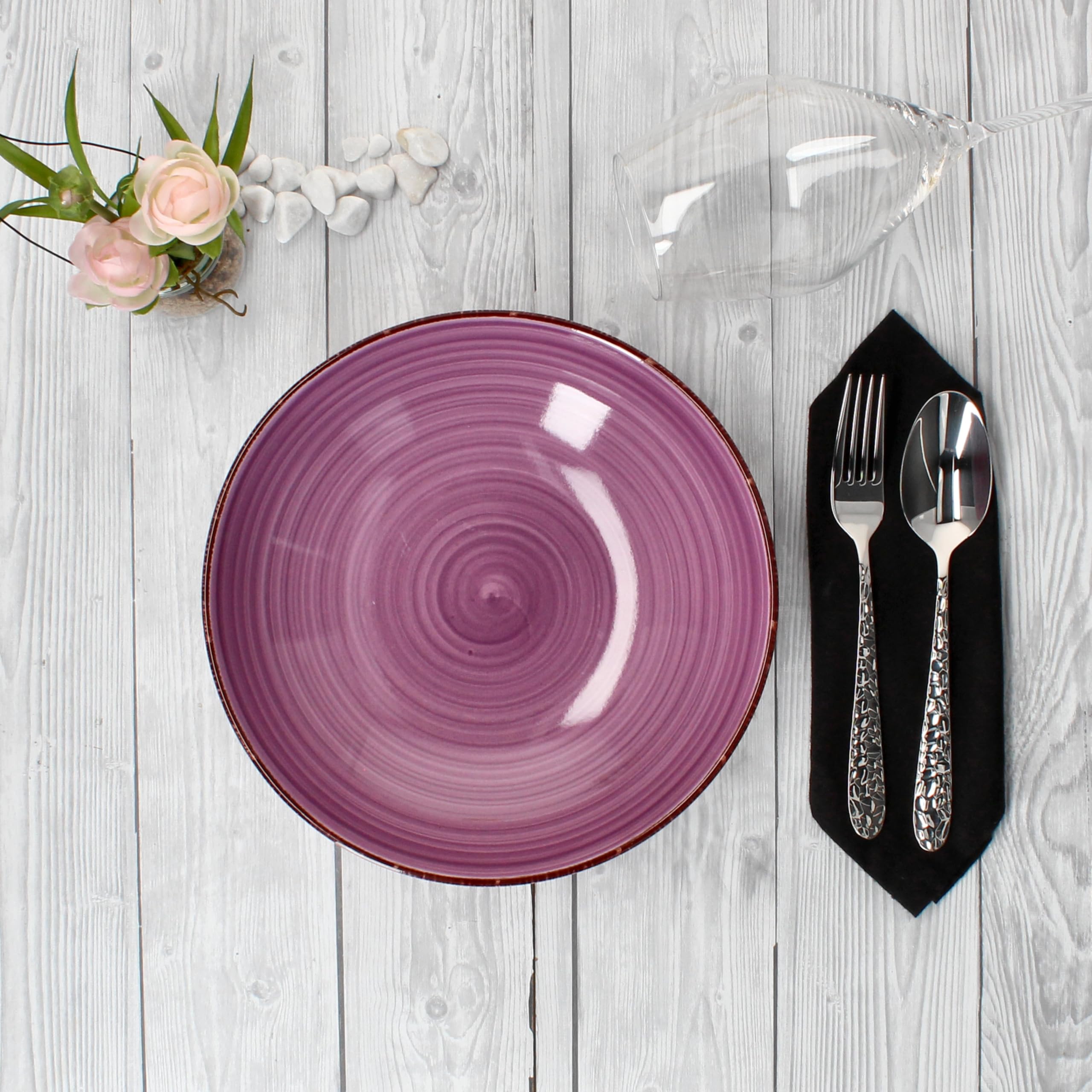 MamboCat Lot de 6 assiettes à spaghetti creuses Coloris uni - Diamètre : 23,5 cm 800 ml Pour 6 personnes Assiette à pâtes Assiette à soupe Plat de service